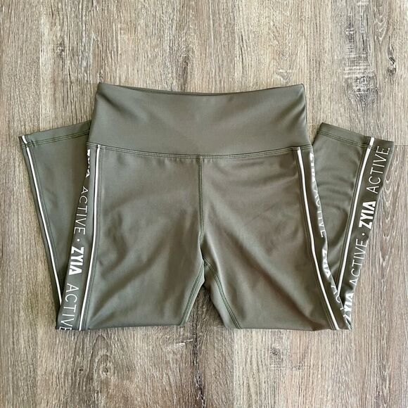 Zyia Active Olive Green Cropped Leggings - Size: 6-8 - Picture 4 of 6